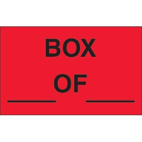 Box Partners Tape Logic DL1158 1.25 x 2 in. - Box of Fluorescent Red Labels - Roll of 500 DL1158